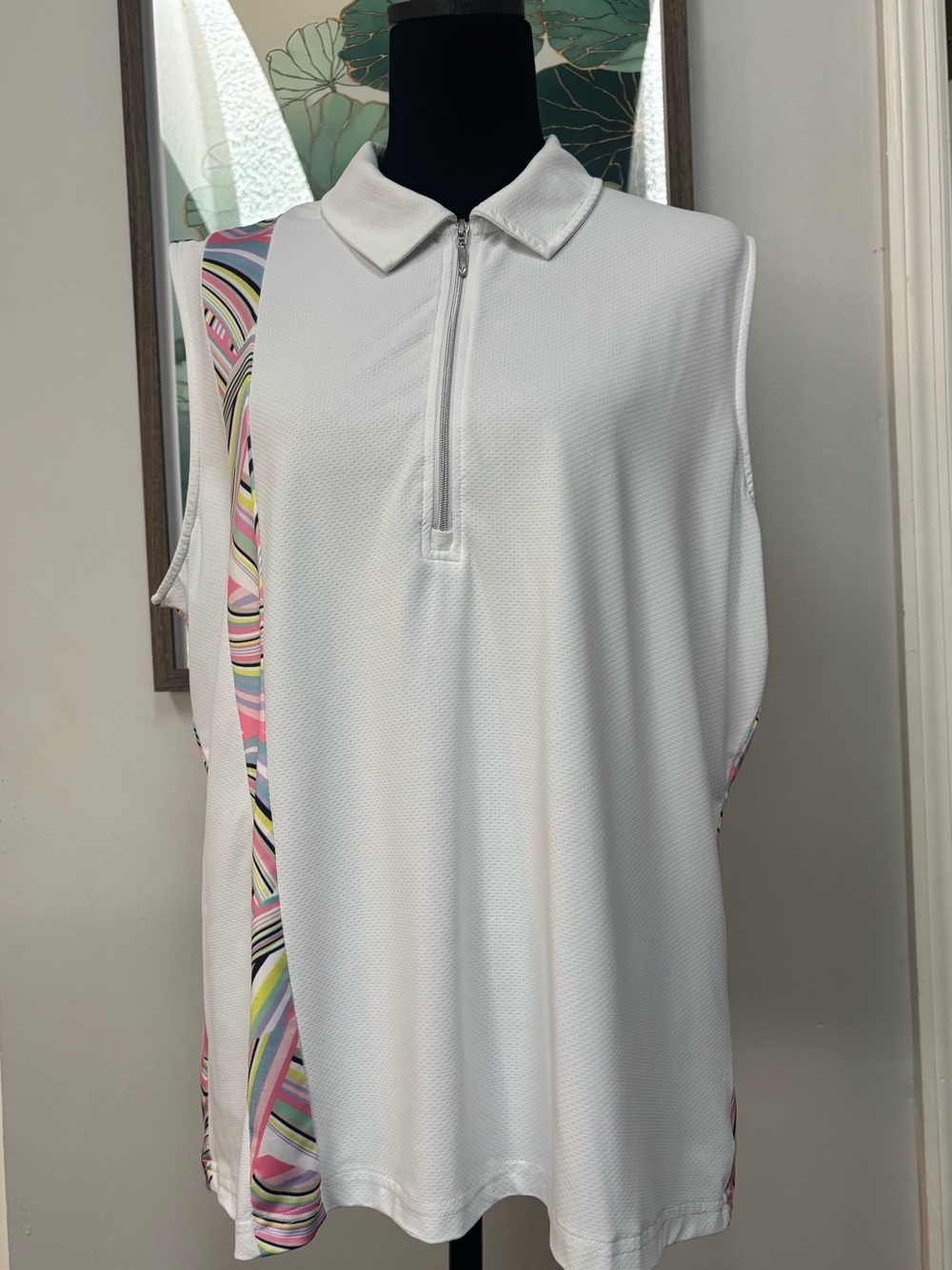 GG Blue Luxe Sports Short-Sleeve Polo Tee with Multicolor Side Panel